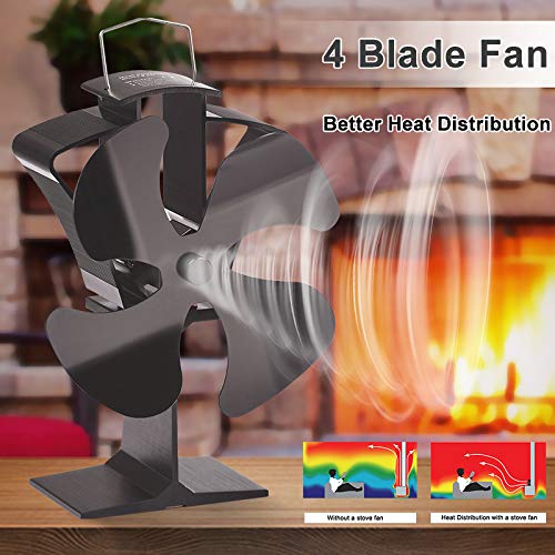 Tomersun New Designed Turbine Blade Stove Fan More Safety Heat Powered Wood/Log Burner Fan Eco Friendly and Super Quiet Heat Circulation for Wood/Log Burner/Fireplace